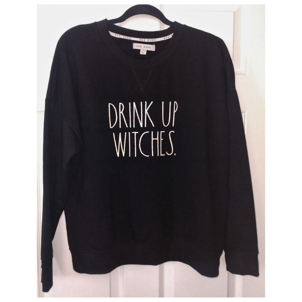 Women's Rae Dunn Black "Drink Up Witches" Sweatshirt (Size XL)